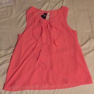 Pink sheer bow tank top